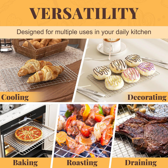 Cooling Racks for Cooking and Baking - 2 PCS 10" x 15" Grid Wire Baking Rack for Oven Cooking, Baking, Grilling, Roasting -Dishwasher Safe Bacon Rack- Fits Jelly Roll Cookie Sheet Pan - Nestoria