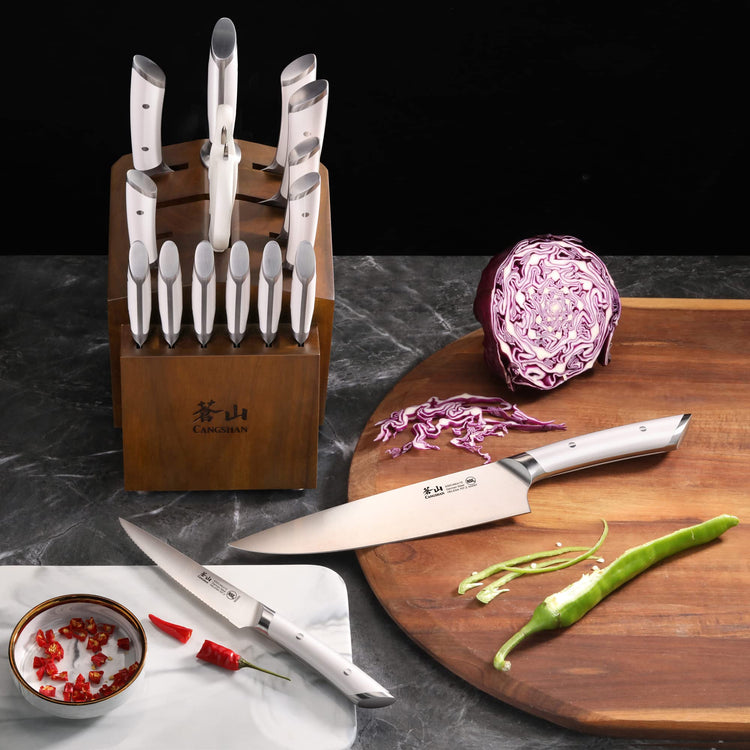 HELENA Series German Steel Forged Knife Block Set (17 Count)