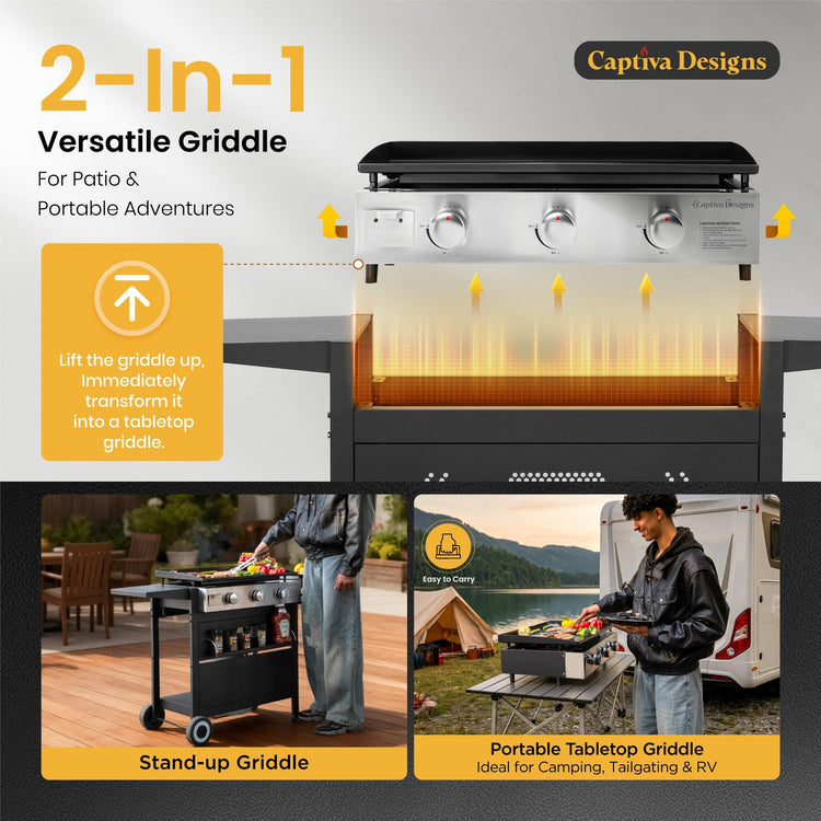 Griddle Propane Gas Grill Detachable Table Top Grill