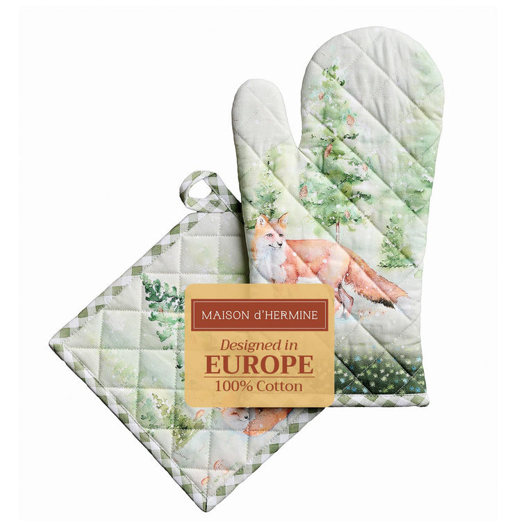 100% Cotton Oven Mitt & Pot Holder Set (2 Count)