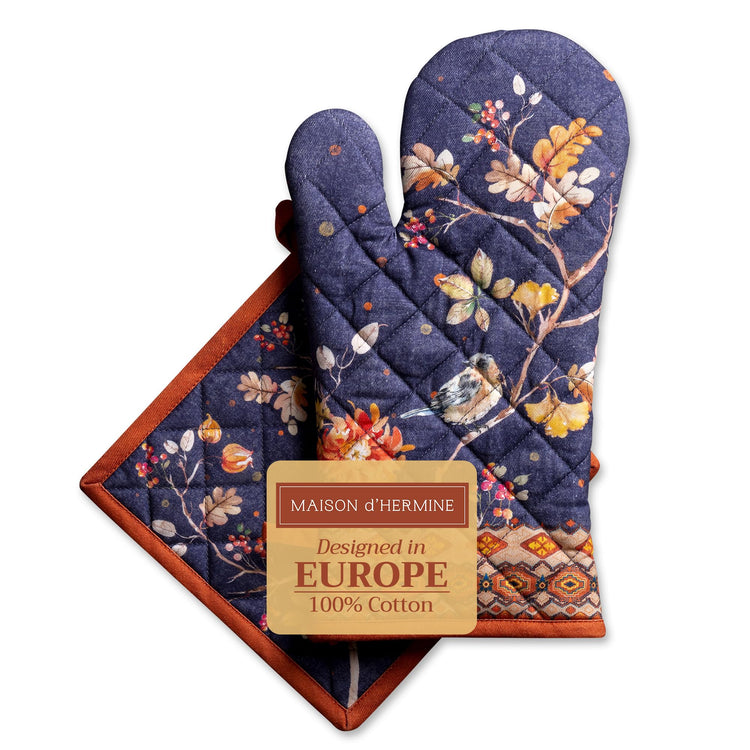 100% Cotton Oven Mitt & Pot Holder Set
