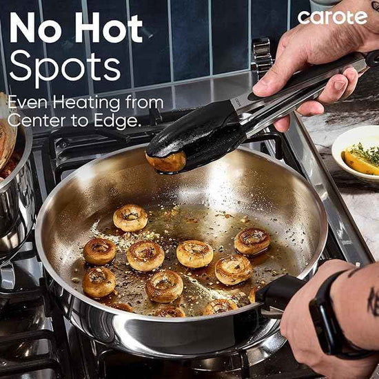 CAROTE 18pcs Stainless Steel Cookware Set with Detachable Handle, Nonstick Pots and Pans Set, Induction Kitchen Cookware Sets with Removable Handle, RV Cookware Set, Oven Safe, Camping Cookware, Black