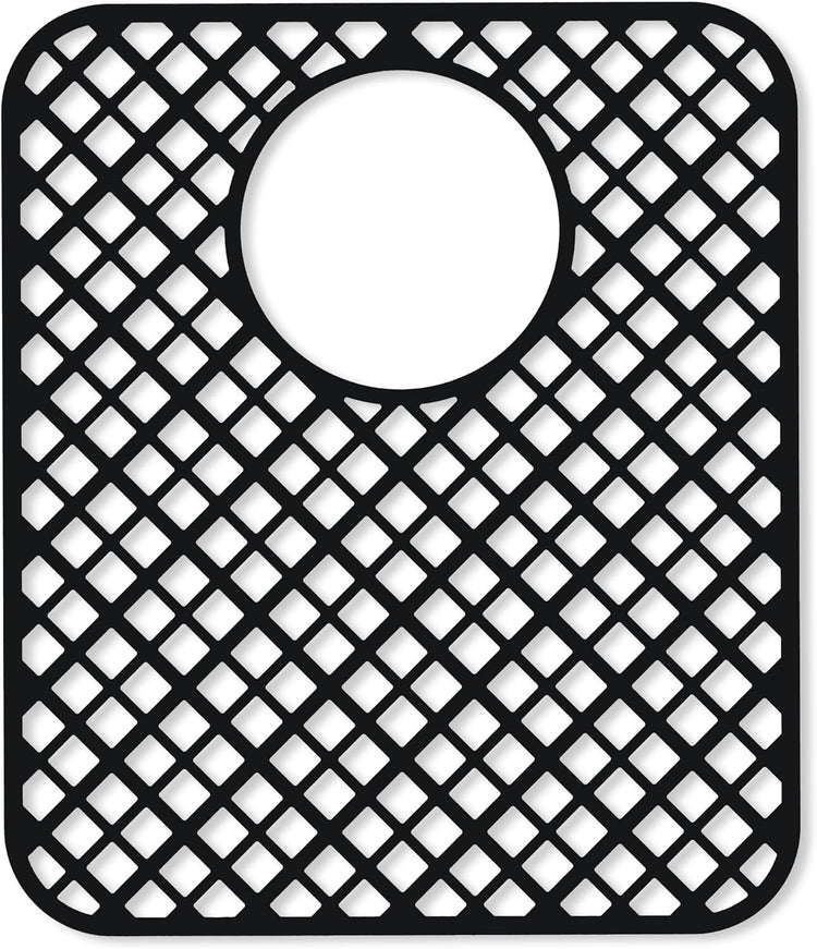 2 Pack Silicone Sink Protectors for Kitchen Sink, Lozenge Pattern 13 x 11 Inches Sink Mat, Non-Slip and Durable Sink Protector Silicone, Rear Drain, Black