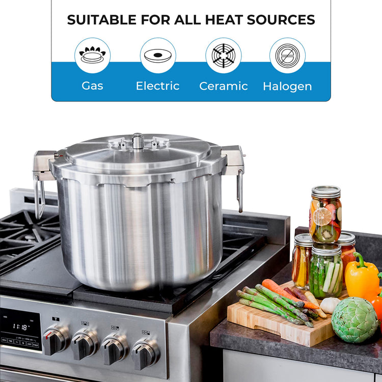 37 Quart Stainless Steel Pressure Cooker Extra Large Canning Pot with Rack and Lid for Commercial Use