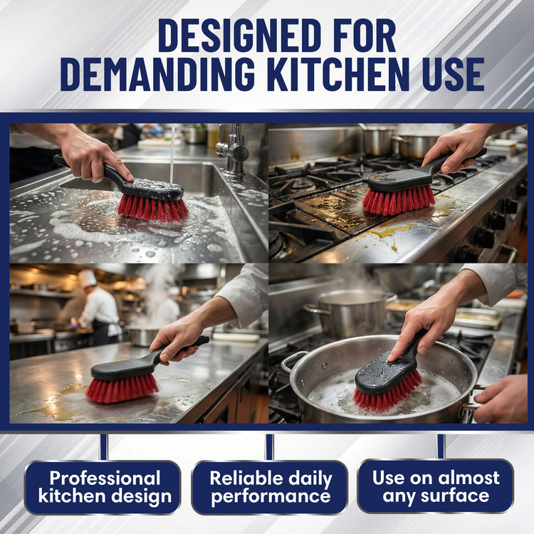 8 Inch Pot & Dish Kitchen Scrub Brush for Heavy