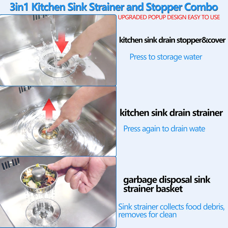 Kitchen Sink Drain Strainer for 3