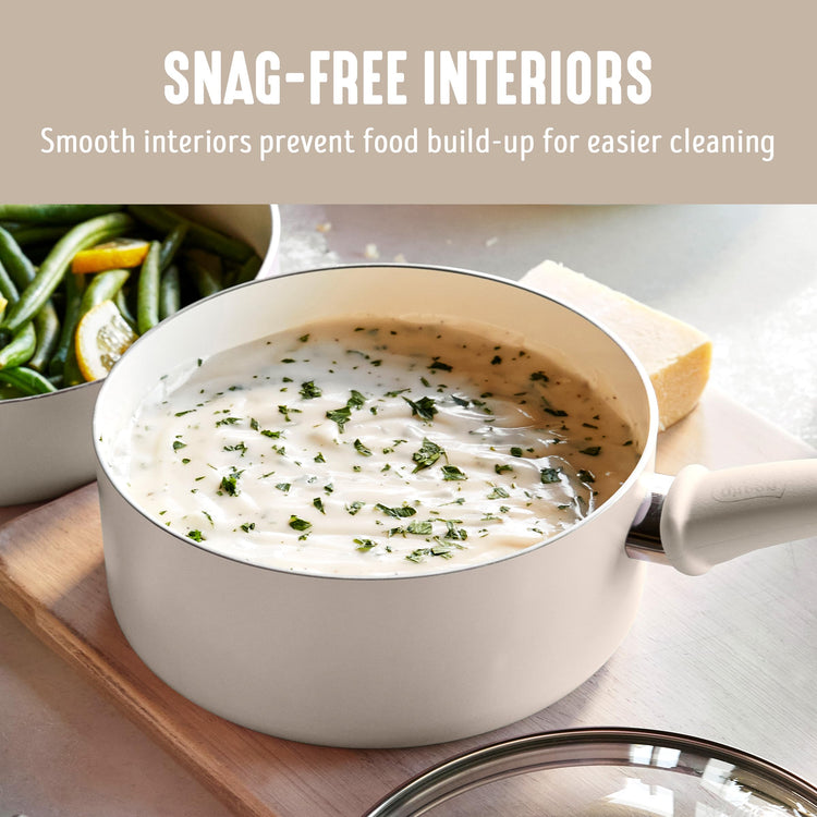 2.5QT Ceramic Nonstick Saucepan with Glass Lid