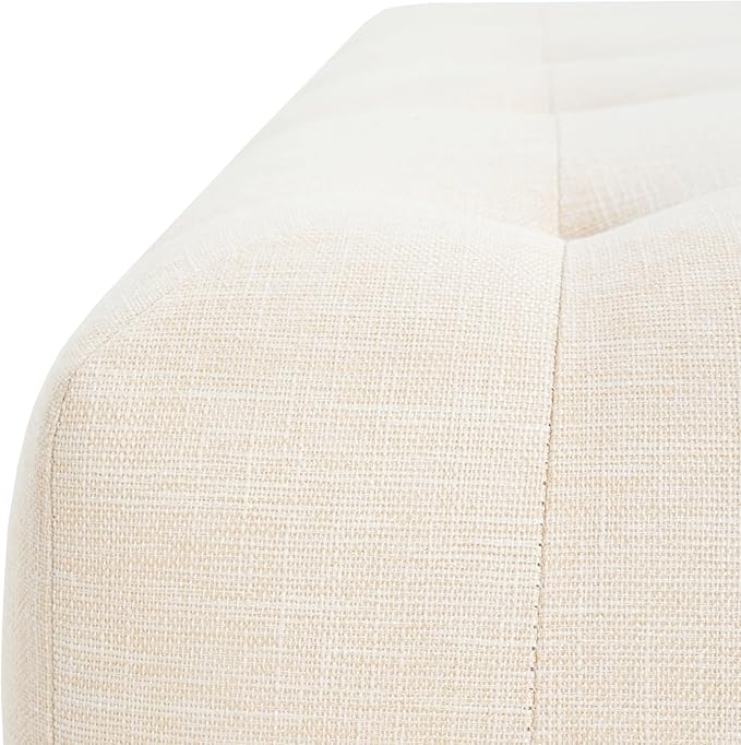 Christopher Knight Home Yvone Modern Upholstered Ottoman Bench, Minimalist Wooden Entryway Bench, Living Room Sofa Extra Seat, Ottoman End of Bed Bench for Bedroom, Beige+Brown