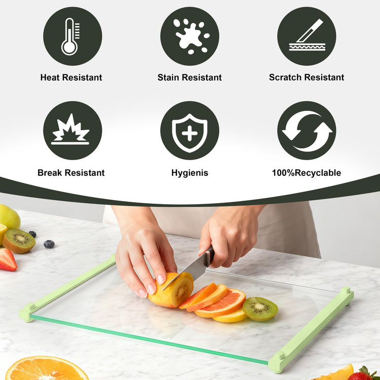 2PCS Glass Cutting Board with Silicone Grip (2 Count)