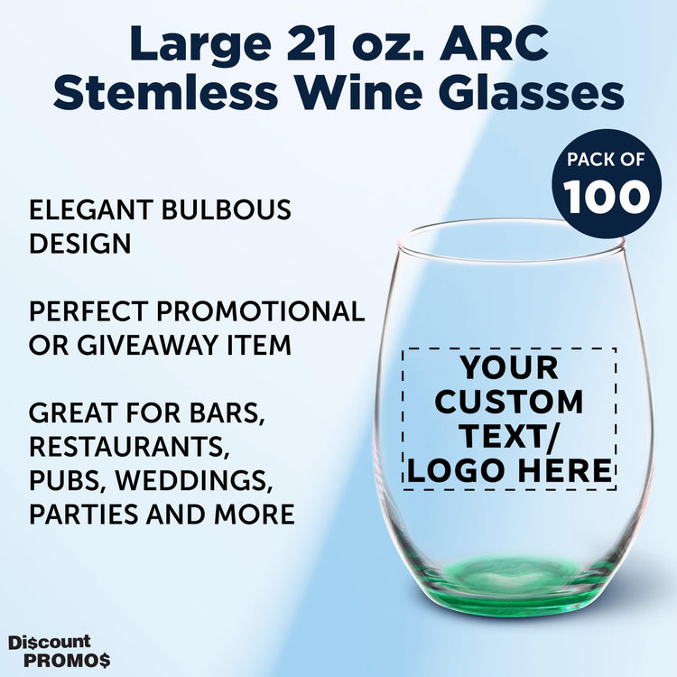 100 ARC Stemless Wine Glasses Set (100 Count)