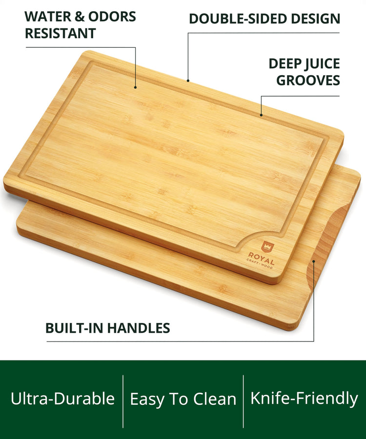 Wooden Cutting Boards for Kitchen Meal Prep & Serving (3 Count)