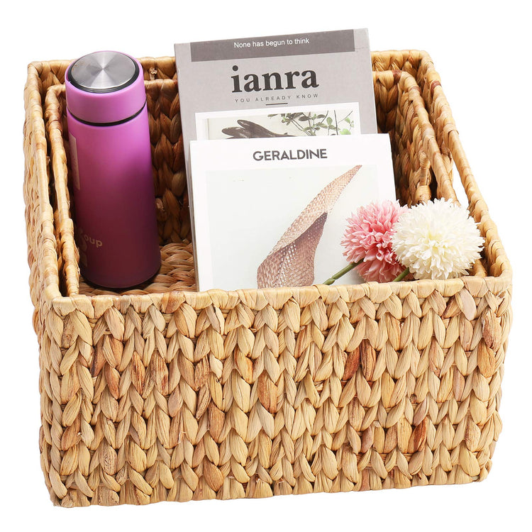 Water Hyacinth Storage Baskets for Organizing (2 Count)