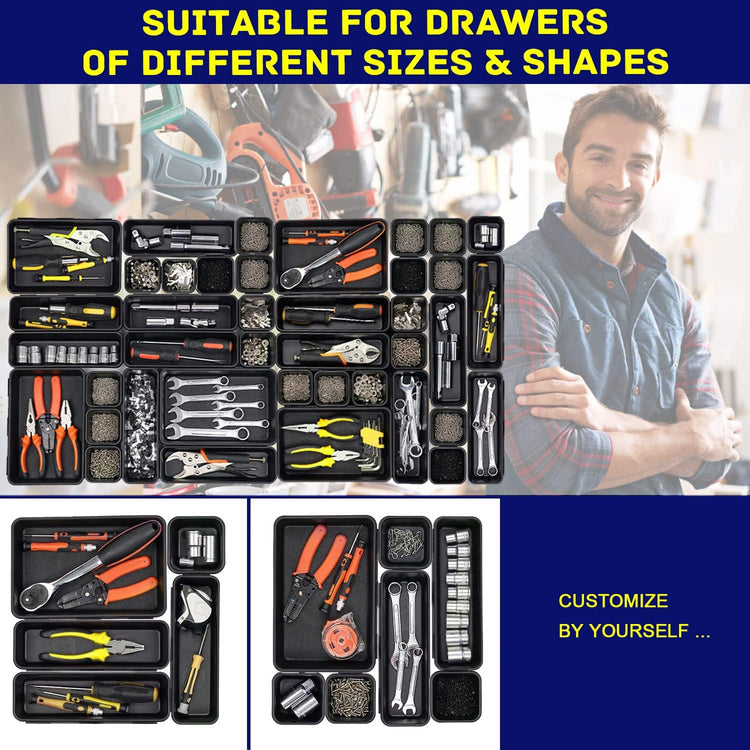 Tool Box Organizer, Tool Drawer Organizer Tray Divider, Toolbox Organization, Garage Tool Organizers and Storage, Tool Box Accessories for Rolling Tool Chest Cabinet (47PCS)