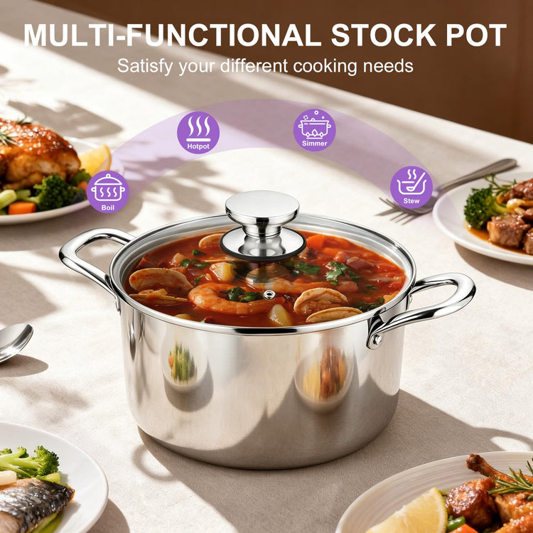 5 Quart Tri Ply Stainless Steel Stock Pot
