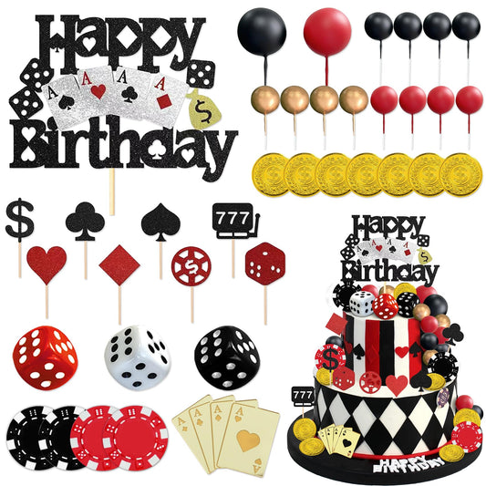 35Pcs Casino Cake Toppers Poker Casino Theme Party Decorations
