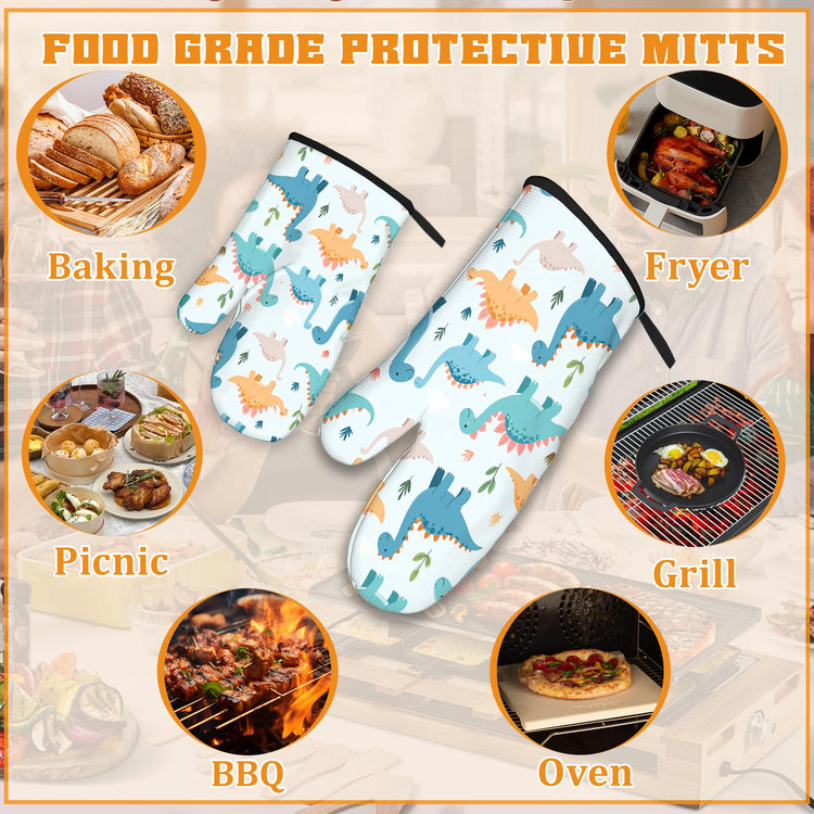 Cute Dinosaur Oven Mitts and Pot Holders (4 Count)