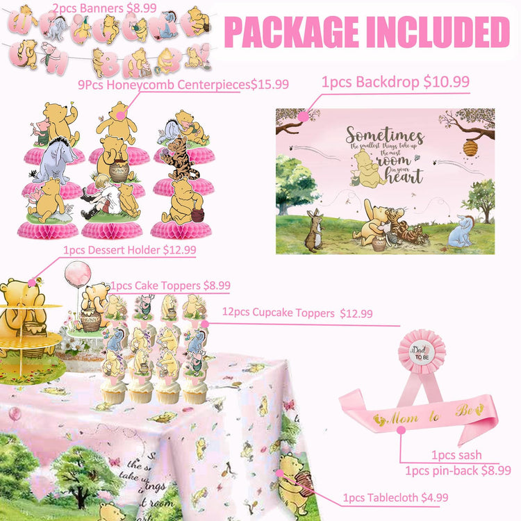 Pink Classic Winnie Baby Shower Decorations Kit