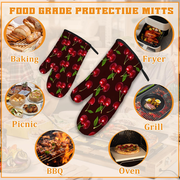 Cherry Oven Mitts and Pot Holders Set (4 Count)