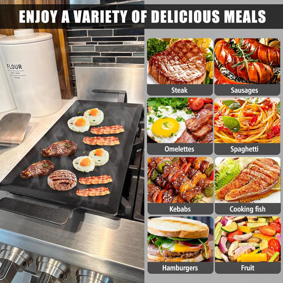SafBbcue Carbon Steel Griddle Plate for Gas Grill, Carbon Steel Pan for Stove Top, Flat Top Griddle for Outdoor Charcoal Grill, Direct Flame Safe & Induction Compatible, Universal Multi-Use 24" x 10" - Nestoria