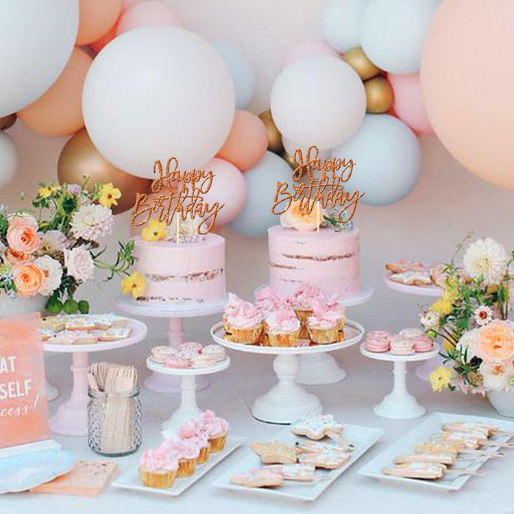 1 PCS Happy Birthday Cake Topper Glitter Happy Birthday Cake Pick for Celebrating Happy Birthday Anniversary Theme Party Cake Decorations Supplies Orange