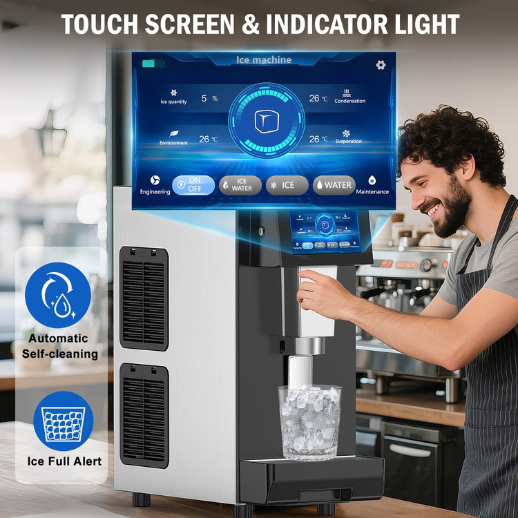 100 lbs Countertop Nugget Ice Maker Commercial with Water Dispenser