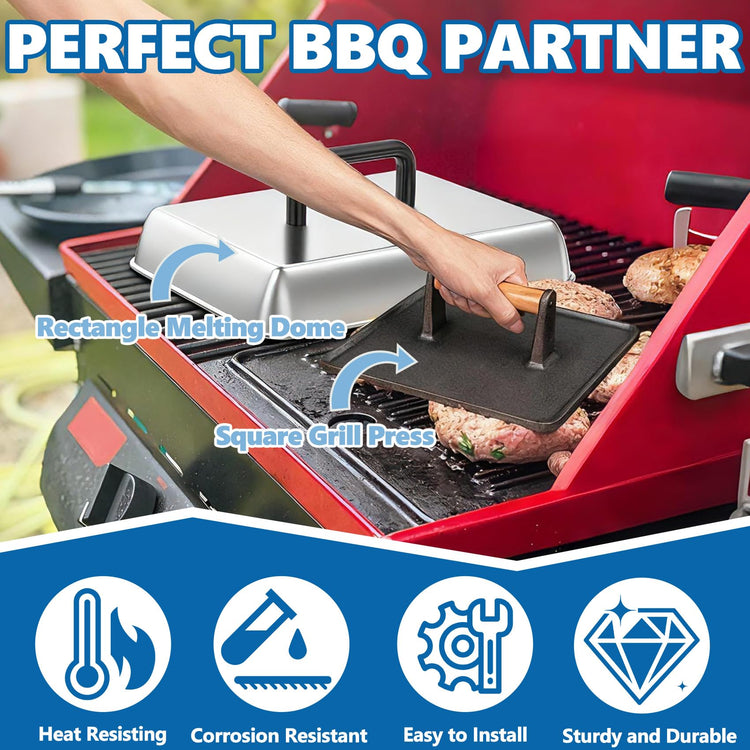 Griddle Basting Cover Dome & Square Burger Press for Blackstone Accessories