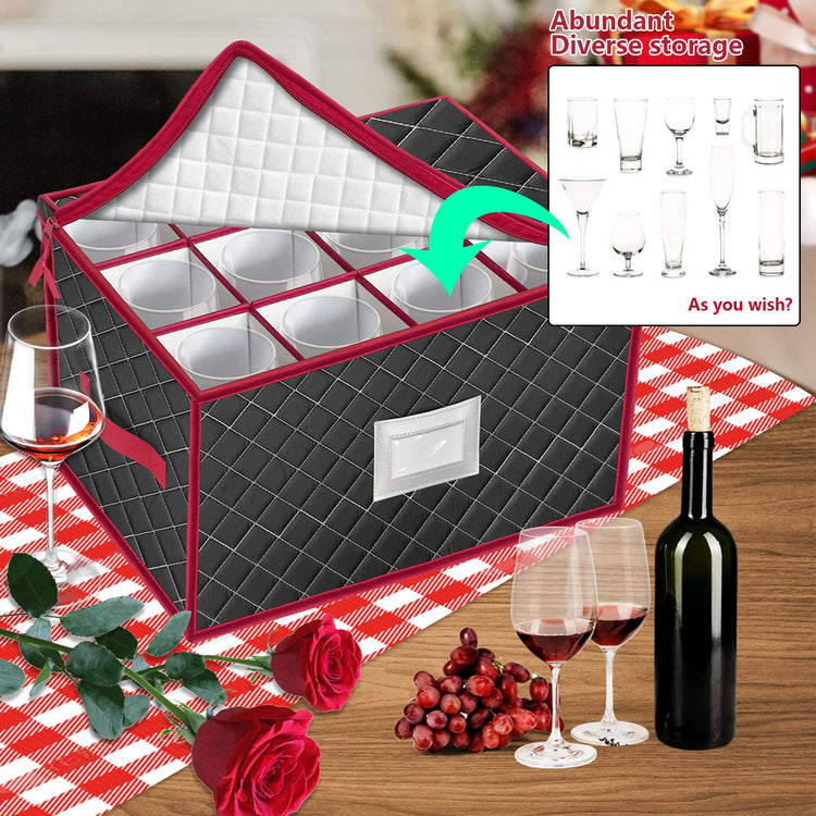 Christmas Stemware Storage Cases with Dividers (2 Count)
