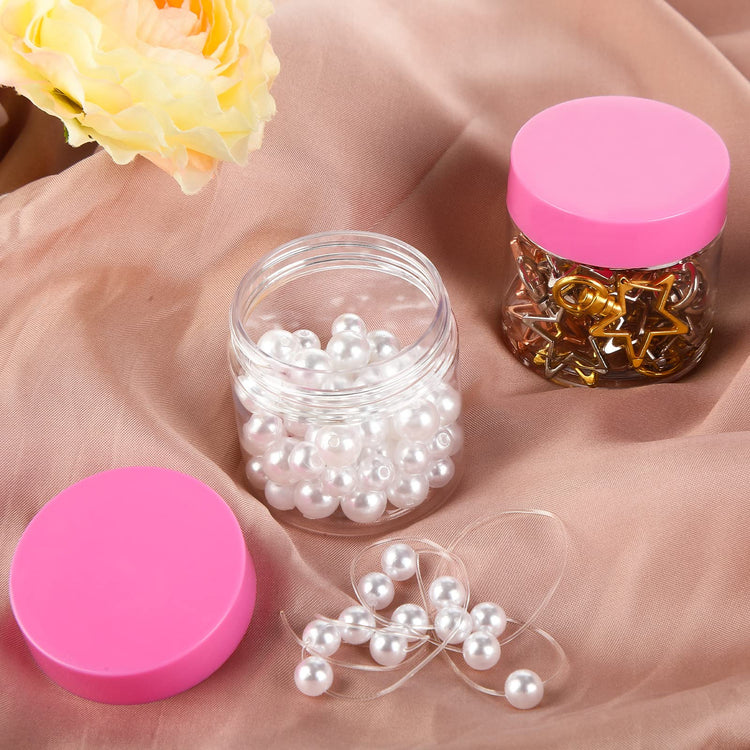 6 Pack 2 oz Plastic Jars Containers with Lids Wide (6 Count)