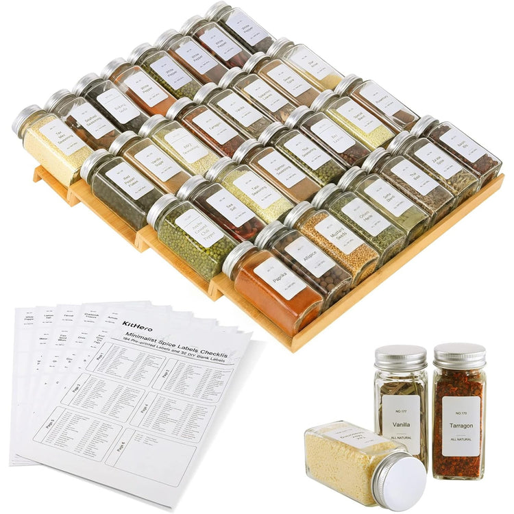 Spice Drawer Organizer with 35 Spice Jars