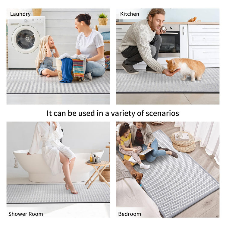 Kitchen Mat Kitchen Rugs Sets of 2 PCS Non Slip Gray 17"x30"+17"x47" (10.98 Sq Ft)