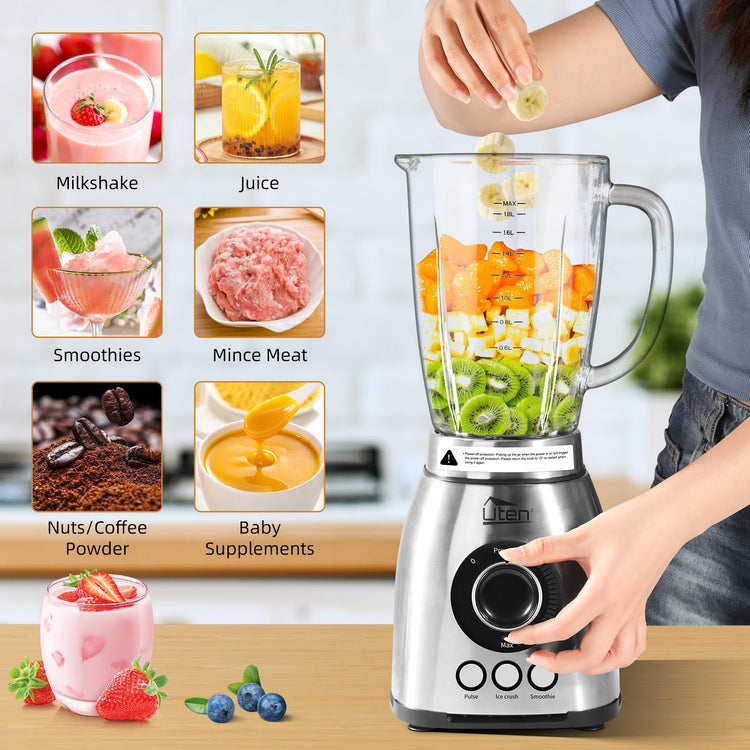 800 Watt Fast Countertop Blender for Smoothies and Shakes