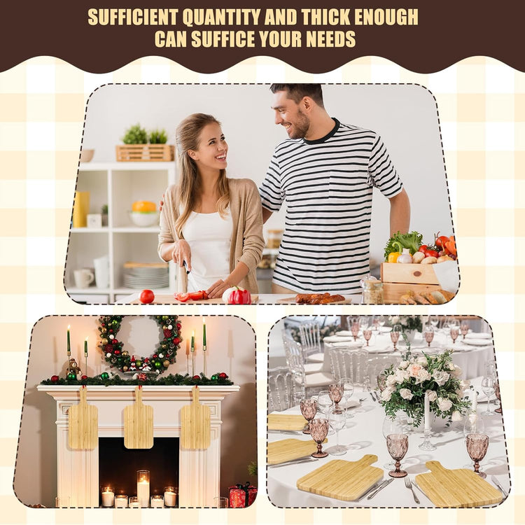 Lounsweer 6 Pcs Thicken Cutting Board Bulk Wood Board for Chopping Serving Charcuterie Material for Laser Engraving Mother' Day Wedding Housewarming Gift