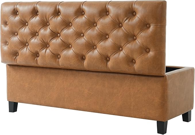 Christopher Knight Home Ottilie Faux Leather Storage Ottoman Bench, Wooden Rectangular Ottoman with Storage, Bedroom End of Bed Foot Stool, Entryway Ottoman Footrest, Living Room Extra Seat, Brown