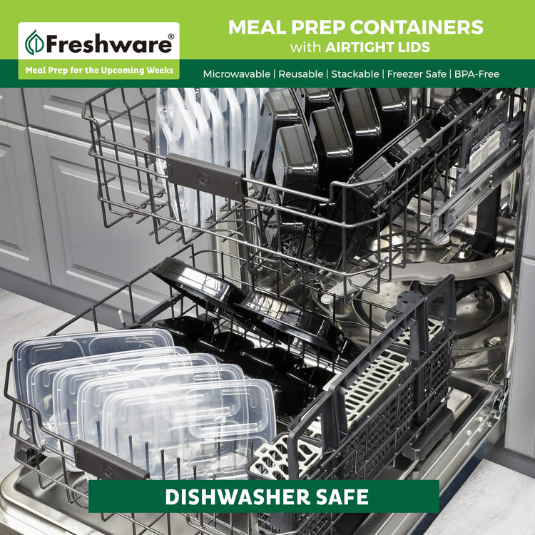 Meal Prep Containers [150 Pack] 3 Compartment Food Containers with Lids (150 Count)