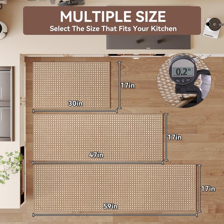 Kitchen Mat Kitchen Rugs Sets of 2 PCS Non Slip Brown 17"x30"+17"x59"
