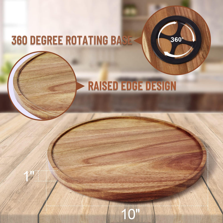 10 inch Acacia Wood Lazy Susan Organizers