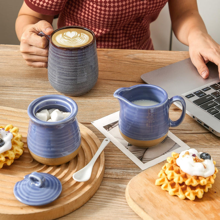 Sugar and Creamer Set with Lid Spoon