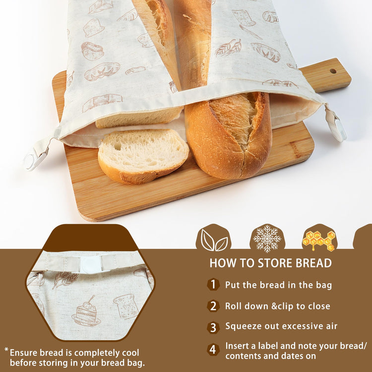 Reusable Beeswax Bread Bags for Homemade Sourdough with Clear Window (2 Count)