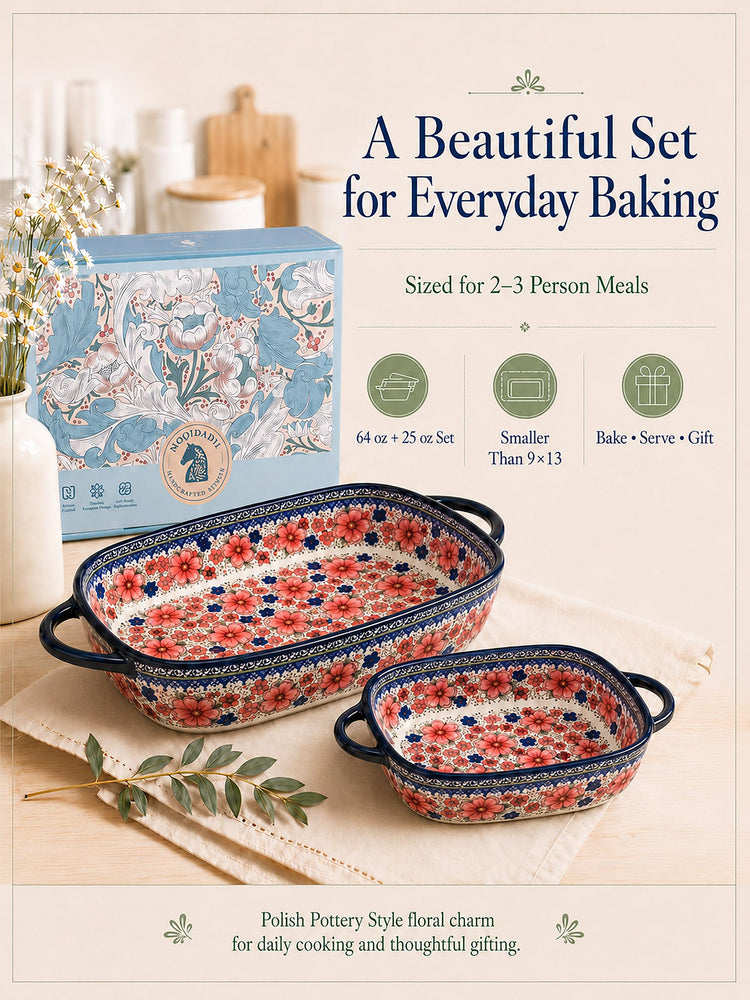 2 Piece Polish Pottery Style Ceramic Baking Dish Set (2 Count)
