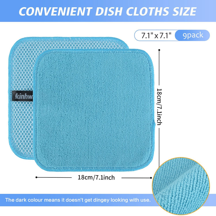 Dish Cloths for Washing Dishes with Scrub Side (9 Count)