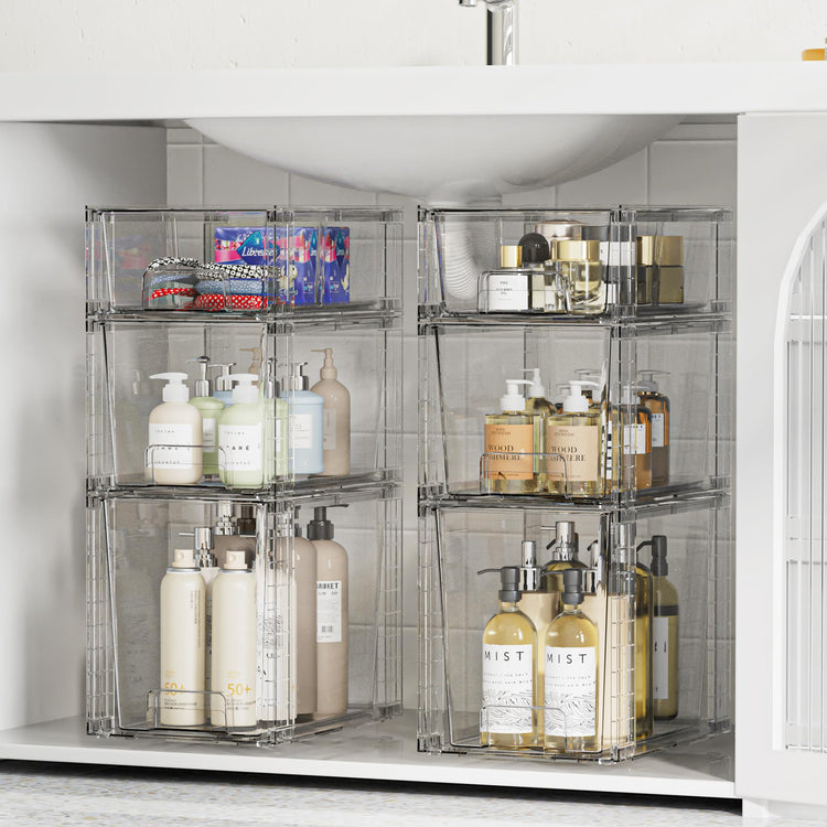 3 Pack Clear Stackable Storage Drawers (3 Count)