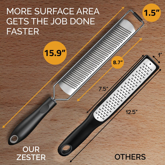 DESIGNED BY CHEFS ~ Premium Lemon Zester Grater With Perfectly Angled Teeth ~ Ideal for Citrus