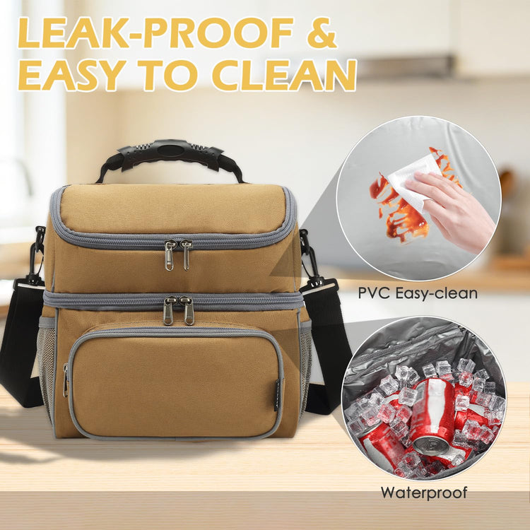 Double Layer Cooler Insulated Lunch Bag Adult Lunch Box Large Tote Bag for Men (2 Count)