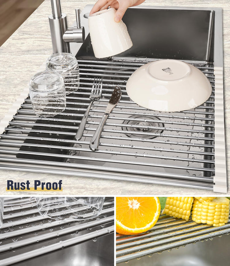 Roll Up Dish Drying Rack Over Sink
