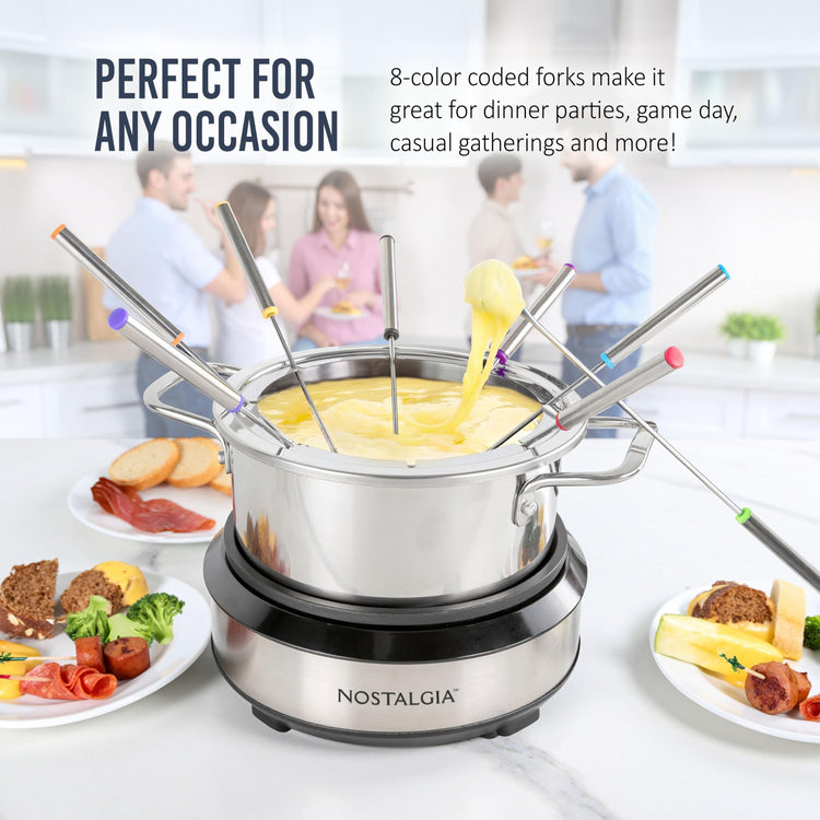 8 Cup Electric Fondue Pot Set for Cheese & Chocolate (8 Count)