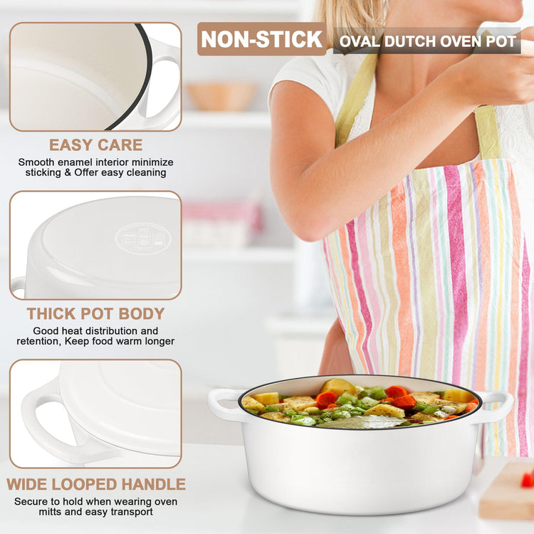 5QT Oval Dutch Oven Pot with Lid