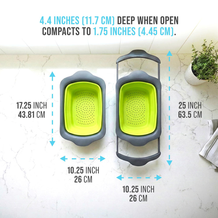 Green XL Collapsible Silicone Over Sink Colander