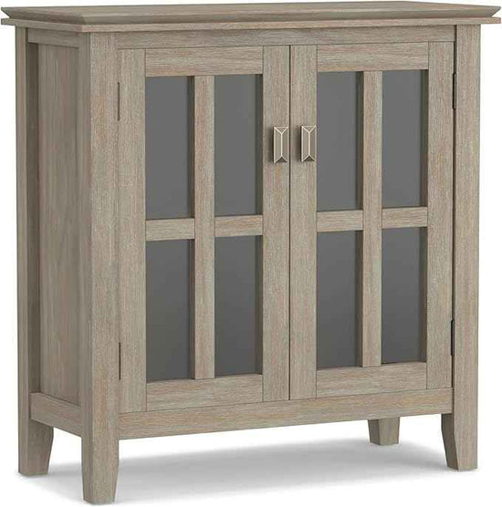 SIMPLIHOME Artisan SOLID WOOD 30 Inch Wide Contemporary Low Storage Cabinet in Distressed Grey, For the Living Room, Entryway and Family Room