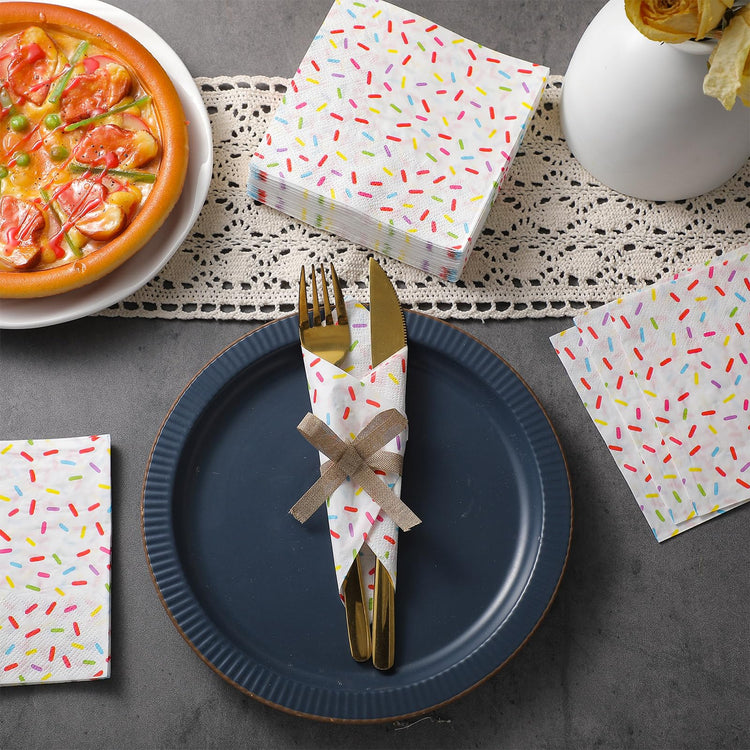 100 Pcs Sprinkles Donut Napkins Birthday Party