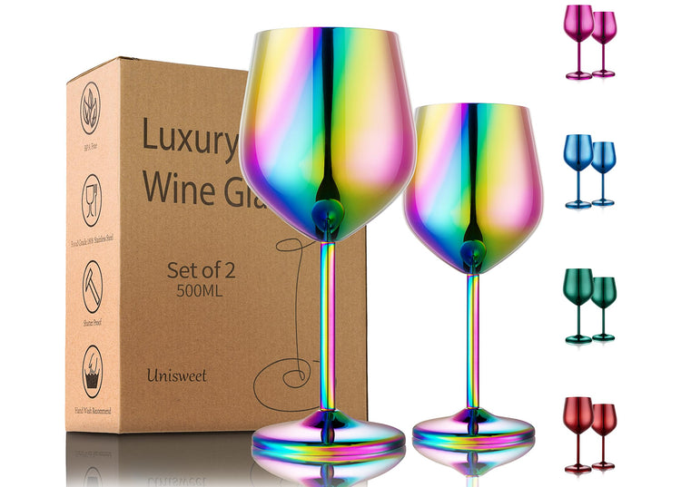 Unbreakable Stainless Steel Wine Glasses Set of 2 (2 Count)